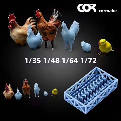 3D Resin Miniature Rooster Hen Chick Animal Scale Model Kit, Architectural Building Diorama Decor Fi