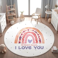 "I Love You" Rainbow Round Rug Cartoon Rainbow Animals Rug Kids Play Mat Nursery Boys Girls Bedroom