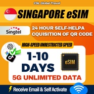 【CSL】Singapore eSIM | 1-10Days | High Speed |  UNLIMITED HOTSPOT GB | Singapore Travel Prepaid eSIM 