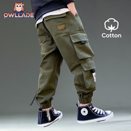 OWLLADE Cargo Jogger Pants for Kids Boy in Green B02 4T-1
