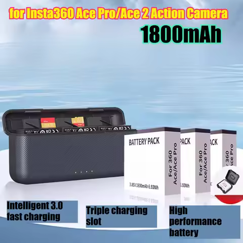 1800mAh Low Temperature Battery Charging Case for Insta360 Ace Pro/Ace 2 Action Camera Portable Powe