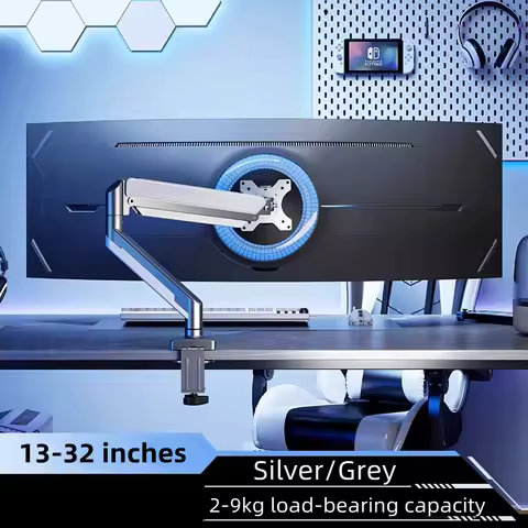Adjustable Single Monitor Mount, Tilt Rotation Swivel Gas Monitor Arm, with Clamp & Grommet Base,Fit