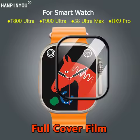 For T800 T900 S8 Ultra Max HK9Pro SmartWatch Ultra Clear Full Cover 3D Curved Plating Soft PMMA Film