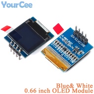 0.66" 0.66 inch OLED LCD Dispaly Screen Module 3.3V White Blue SSD1306 Driver I2C IIC 64X48 LED 64*4