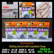 SEAHAWK ROLLING SWIVEL WITH COASTLOCK SNAP 3005-B KILI PIN SEAHAWK KILI SNAP FISHING HOOK SEAHAWK FI