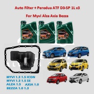 Perodua ATF D3-SP (3 Bottle) + ATF Service Set For Perodua Axia / Bezza / Myvi / Alza