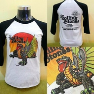 Vintage Reprint Sleeve 3q Three Tribes Print Absorb the Rolling Stones Oakland Stadium 1978 Band T-s
