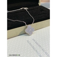 【High version 1: 1】Vca 18k white gold full four leaf clover necklace large women light luxury high s