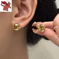 earrings gold 916 original knotted rope ball earrings female niche temperament Korean simple and exquisite design stud earrings