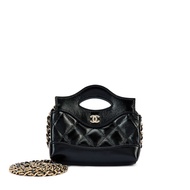 Chanel Black Quilted Calfskin Chanel 31 Micro Shopping Bag Pale Gold Hardware