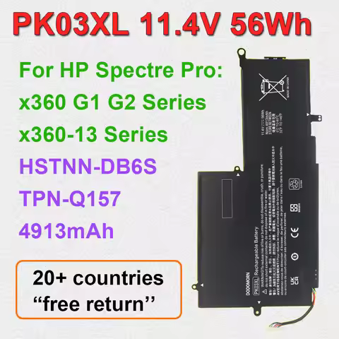11.4V 56Wh Laptop Battery PK03XL For HP Spectre Pro X360 G1 G2,X360 13-4001DX 13-4113TU 13-4002NF Se