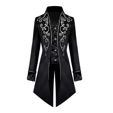 ➳SwastikaHot Halloween men's medieval tailcoat steampunk retro Victorian long sleeved windbreaker me
