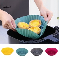 [LV] Round Shape Cold Heat Resistant Non-stick Baking Tray Silicone Pot Air Fryers Oven Cooking Tool Kitchen Accessories