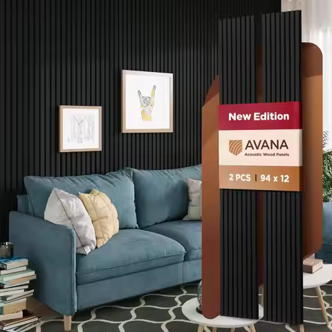 Black Oak Acoustic Wall Panels 2-Pack - 93.2x11.25 Inches, Fits 94x12, Durable Wood Panels for Home/