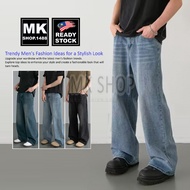 #ShopeeMY Korean Casual Loose Straight Jeans Men Denim Buggy Jeans Seluar jeans longgar lelaki [1099