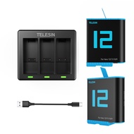 TELESIN 2 Batteries for GoPro 12 11 10 9 Battery Charger 3 Way Battery Charging LED Battery Charger for GoPro Hero 9/Hero 10 Black Camera