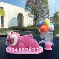 3D Strawberry Bear Moving Car Phone Number Plate Plush Doll Car Aromatherapy Car Temporary Parking N