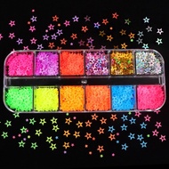 12 Grids/Box Nail Art Fluorescent Sequins Holographic Glitter Flakes Jewelry Epoxy DIY Resin Mold Filling Decor