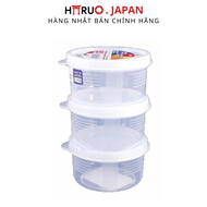 (Nội địa Nhật) Set 3 hộp nhựa tròn nắp dẻo Nakaya 180ml Nhật Bản