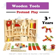🇲🇾43Pcs Wooden Toolbox Construction Building DIY Kids Toys
