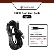 DDPAI Dash Cam Power Cable Type-C USB for Model ( Mola N3 Pro / Z40 / Z50 / Mini 5 )