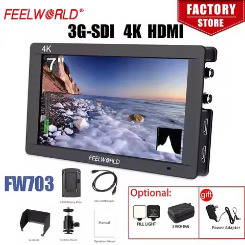 Feelworld FW703 3G SDI HDMI 4K Camera Field Monitor 7 Inch IPS Full HD 1920x1200 Portable DSLR Monit
