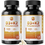 M inch Vitamin D3 K2 with Magnesium, Vitamin D3 10000 IU, Vitamin K2 MK-7 240 mcg, 6-in-1 K2 D3 Vita