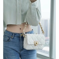 CHANEL 白金愛心琺瑯扣大mini 方胖子鏈條包 20*13*6 98新配件塵袋