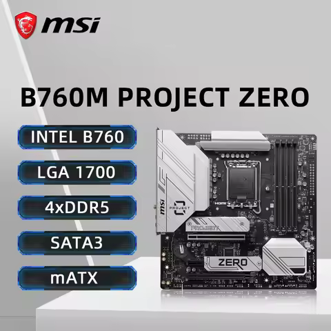 MSI B760M PROJECT ZERO Motherboard Support i9-14900K i7-13700K i5-12400F i3-12100 CPU DDR5 HDMI M.2 