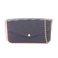 【二手】LOUIS VUITTONPochette Felicie 單肩包 M64099 海軍藍紅皮 Pochette Felicie 女士二手 A
