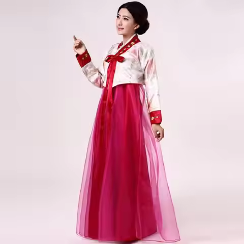 Dae Jang Geum Traditional Korean Clothing Embroidery Ethnic Style Korean Hanbok Dress Multicolor Ret