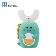 【NETTEC 】U型恐龍造型兒童電動牙刷-綠(附U型刷頭+一般刷頭)