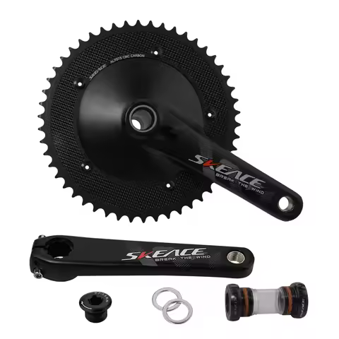 SKEACE Break The Wind Hollowtech Crankset 49T Carbon Chainwheel 165mm Aluminum Alloy Fixed Gear Bike