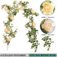 1.95m Vines Simulation Flower Rose Vines Leaves Vines Eucalyptus Money Leaves Decoration Hanging Dec