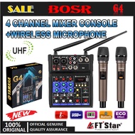 G4 POWER MIXER 4 Channels USB bluetooth WITH 2 PCS NICE QUALITY WIRELESS MICROPHONE