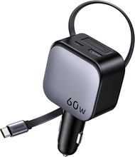 UGREEN NEXODE 60W 1C1A FAST CAR CHARGER WITH RETRACTABLE CABLE