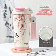 Saquis Antique Coffee Thermos Cup Ceramic Liner Thermos Cup Coffee Cup 316 Stainless Steel Thermos C