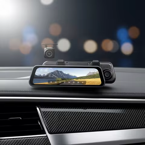 70mai Rearview Dash Cam S410 9.35" Mirror Display Front 2K Rear 1080P F1.55 Aperture Supercapacitor 