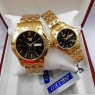 Seiko couple gold analogue watch