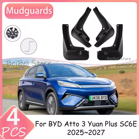 For BYD Atto 3 Yuan Plus SC6E 2025~2027 2026 4PCS Car Wheel Mudguard Flaps Mud Skin Cover Fenders Sp