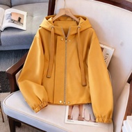 Women's Loose Fit Casual Anorak Jacket Cropped Sporty Windbreaker