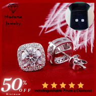 🎀Madame Jewelry🎀Moissanite Diamonds With Certificate/Gift Box/White Gold 18k Pawnable/925 Silver Original Italy Legit/Earrings For Women Korean Style/Round Brilliant Cut/Earrings Gold Pawnable/Hikaw For Girls/Earring Set For Women Sale/Square/Freebies