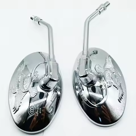Rearview Side Mirror Chrome Eagle for Kawasaki Eliminator EL250 VN250 87-07 Vulcan EN400 450 500 85-