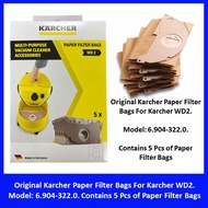Karcher 6.904-322.0 Paper Filter Bags for Karcher WD2 Vacuum Cleaner. Contains 5 Bags. Original Karcher Stock. Local SG.