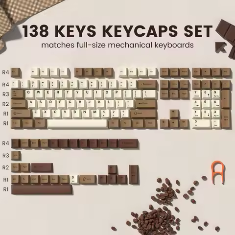138 Keys Coffee Double Shot PBT Keycap Cherry Profile Key Caps For MX Switches Mechanical Gaming Key