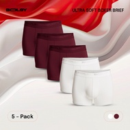 Ultra Soft Modal Boxer Brief Men 5 PCS | Men's Premium Underwear Soft Skin-Like Boxer Lelaki Dewasa