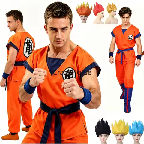 Halloween Adult Son Goku Cosplay Costume Suit Anime Men Woman Krillin Training Clothes Superheroes S
