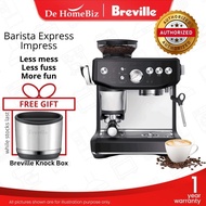 BREVILLE BES876BTR Barista Express Impress Espresso Coffee Machine with Smart Tamping, Grinder & Mil