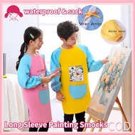 Long Sleeve Waterproof Apron Kindergarten Art Class Kids Painting Smocks Apron for Kids Baby