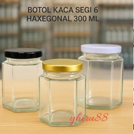 (6 PCS) 300ml Haxegonal hexagonal Glass Bottle 300ml hexagonal/ 3000ml hexagonal Glass Bottle/
